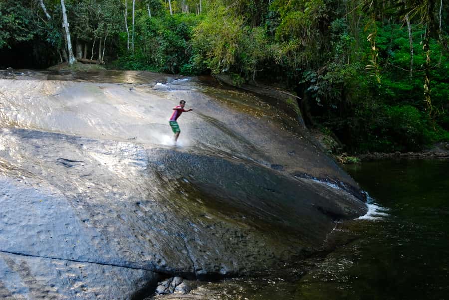 Paraty: Jungle Waterfalls and Cachaça Distillery Jeep Tour - Tobogã Waterfall, where the rock becomes a slide